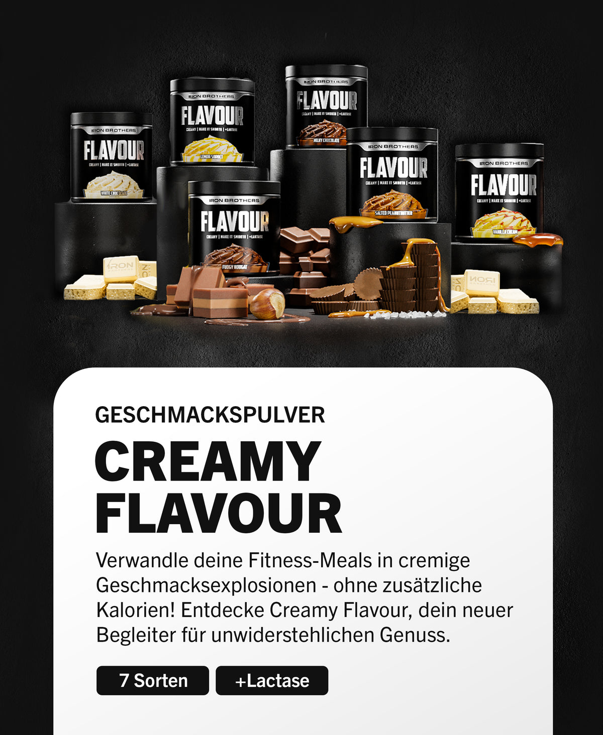 Creamy Flavour von Iron Brothers - Unfassbar Cremiges Geschmackspulver von Iron Brothers in 7 Leckeren Sorten +Lactase - Made in Germany