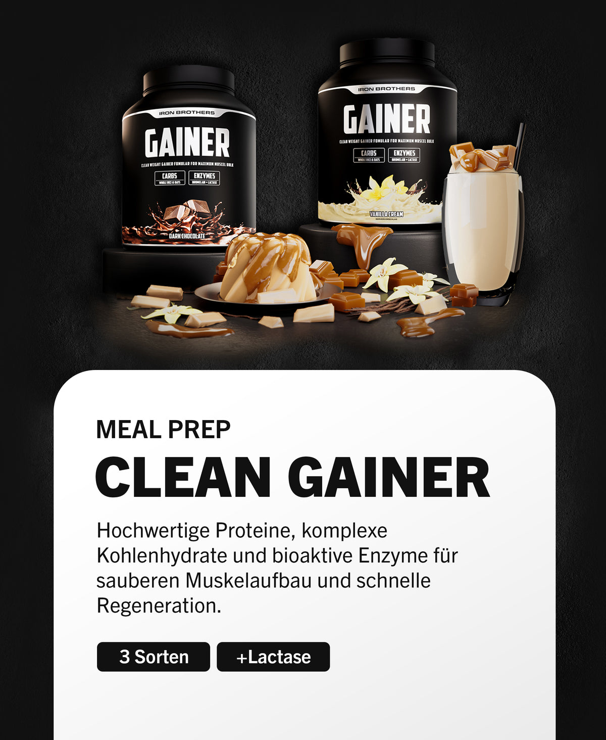 Clean Weight Gainer von Iron Brothers - Weight Gainer in 3 Leckeren Sorten +Lactase - Made in Germany