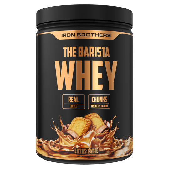 Iron Brothers The Barista Whey - Protein Kaffee Lotus Latte Geschmack 908g Dose, Lotus Keks Kaffee Protein