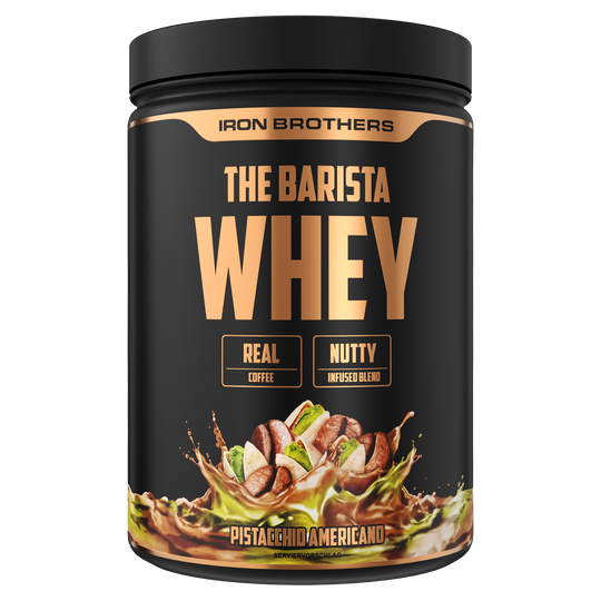 Iron Brothers The Barista Whey - Protein Kaffee Pistacchio Americano Geschmack 908g Dose, Pistazien Kaffee Protein