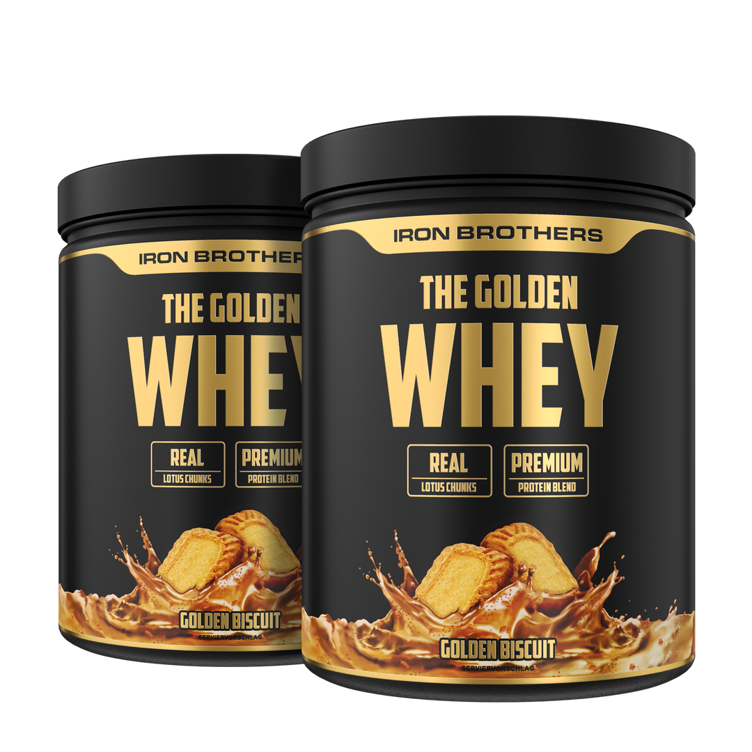 The Golden Whey Protein von Iron Brothers im Doppelpack - Golden Biscuit Flavour - Lotus Keks Geschmack