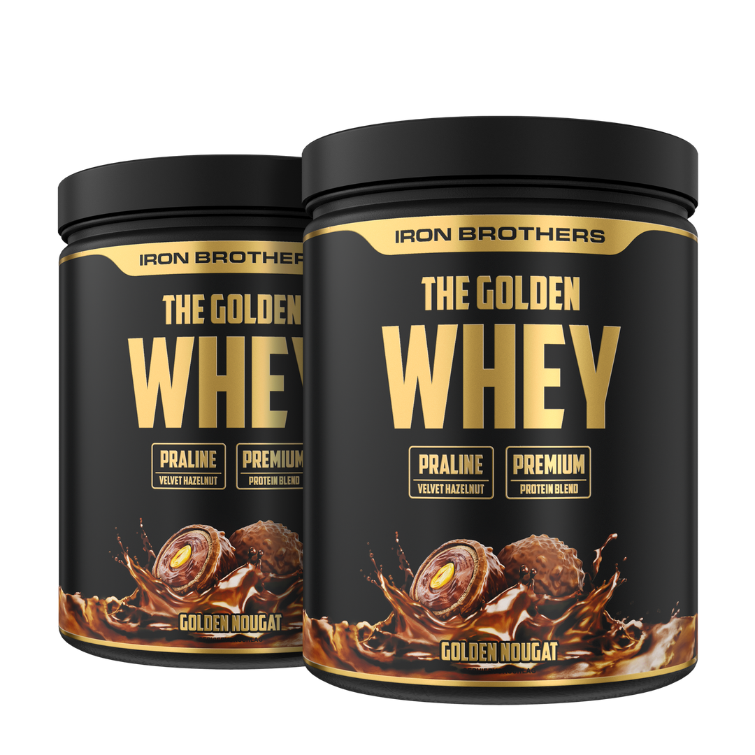 The Golden Whey Protein von Iron Brothers im Doppelpack - Golden Nougat Flavour - Nougat Schoko Geschmack