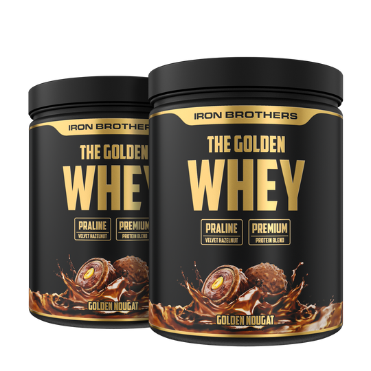 The Golden Whey Protein von Iron Brothers im Doppelpack - Golden Nougat Flavour - Nougat Schoko Geschmack