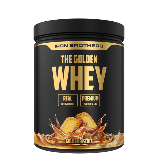 The Golden Whey von Iron Brothers mit Golden Biscuit Flavour - Lotus Keks Geschmack - Whey Protein