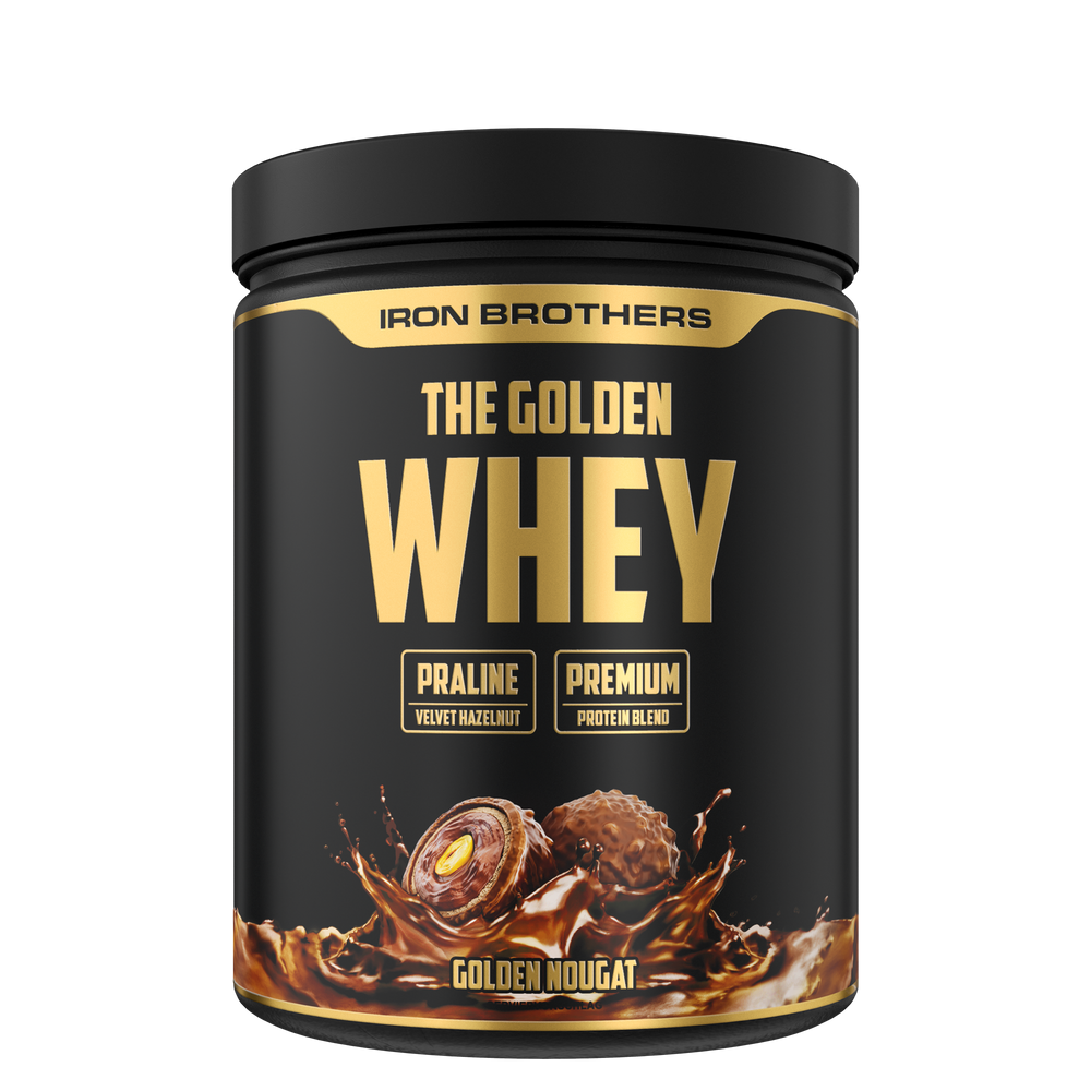 The Golden Whey von Iron Brothers mit Golden Nougat Flavour - Nougat Schokoladen Geschmack - Whey Protein