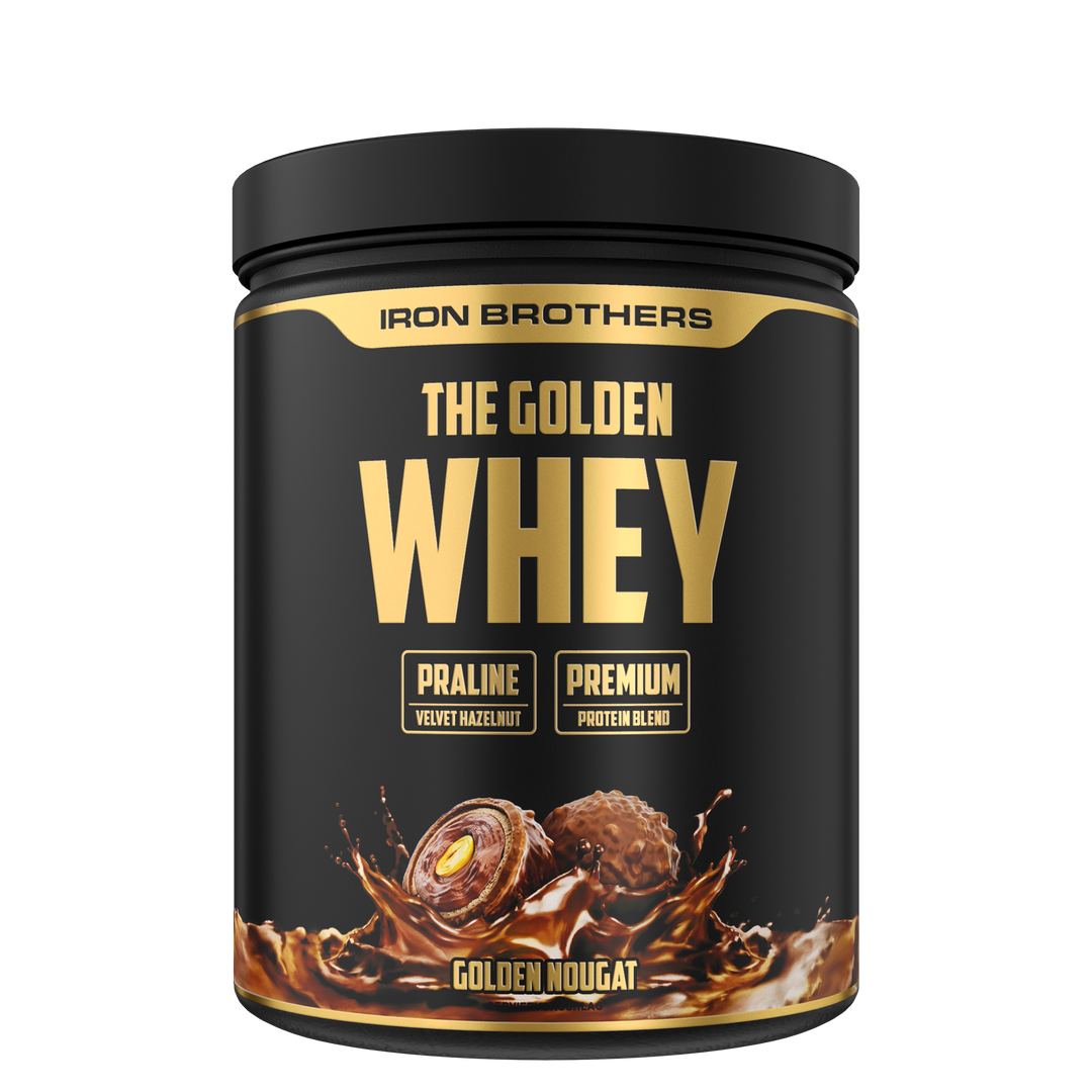 The Golden Whey von Iron Brothers mit Golden Nougat Flavour - Nougat Schokoladen Geschmack - Whey Protein