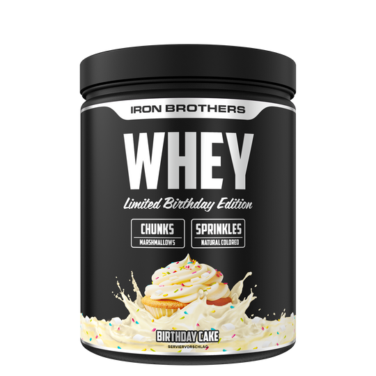 Whey Protein Birthday Cake von Iron Brothers - Limited Birthday Edition #geschmack_birthday-cake