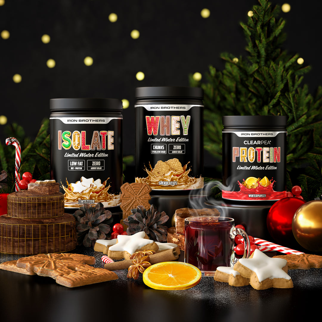 Festlicher Genuss, glasklar und kraftvoll - ClearPea Protein Winter Edition von Iron Brothers - Winterpunsch Geschmack - Clear Protein